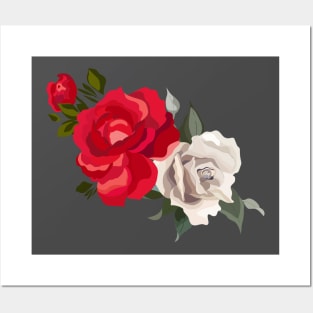 Red and White Roses Posters and Art